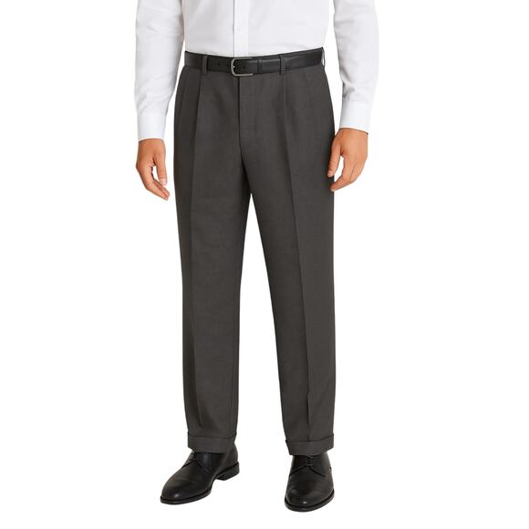 Geoffrey Beene Men’s Dress Pants Pleated Front Cuffed Hem Gray Micro Check - Picture 1 of 6